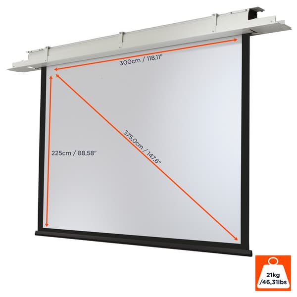 celexon Expert motordriven takinfälld projektorduk 300 x 225 cm, 147"