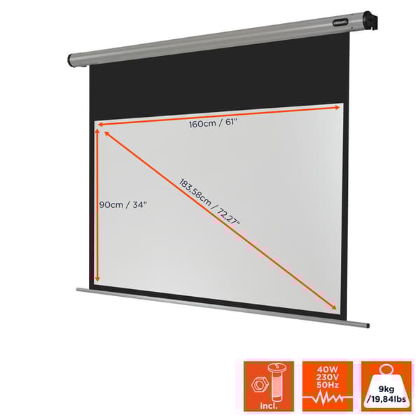 celexon motordriven projektorduk HomeCinema 160 x 90 cm