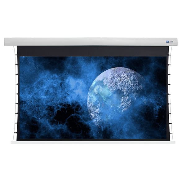 DELUXX Cinema motordriven högkontrastprojektorduk tenison 221 x 124cm, 100" - DARKVISION