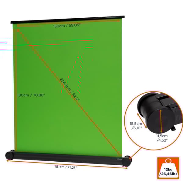 celexon mobil projektorduk Green Screen 150 x 180cm