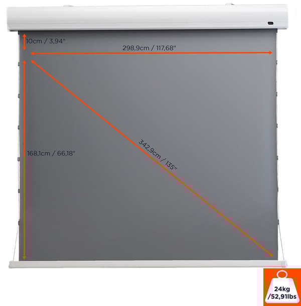 celexon HomeCinema motordriven högkontrastprojektorduk Tension 298 x 168 cm 135" - Dynamic Slate ALR