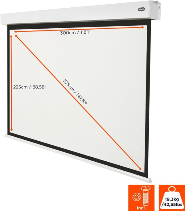 celexon motordriven projektorduk V2.0 Professional Plus Batteri 300 x 225 cm