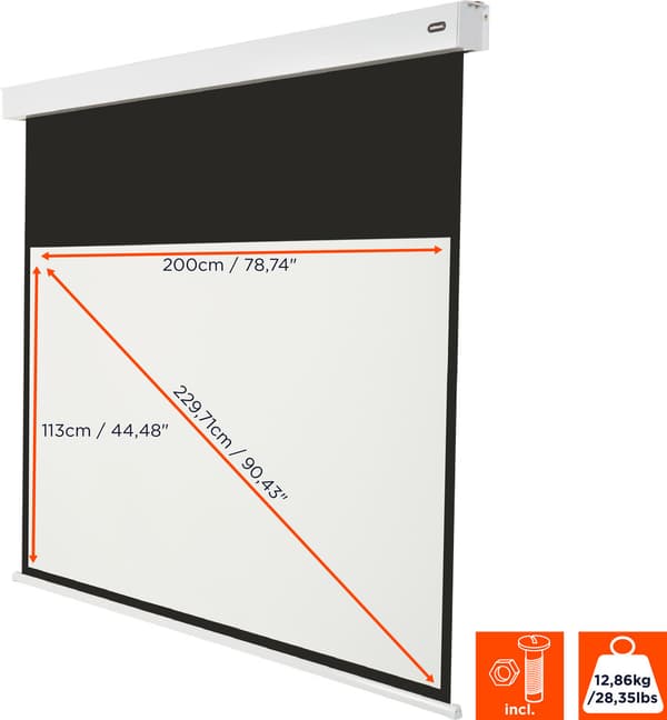 celexon motordriven projektorduk V2.0 Professional Plus Batteri 200 x 113 cm