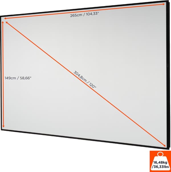 celexon HomeCinema Projektorduk högkontrast Frame 265 x 149 cm, 120" - Dynamic Slate ALR