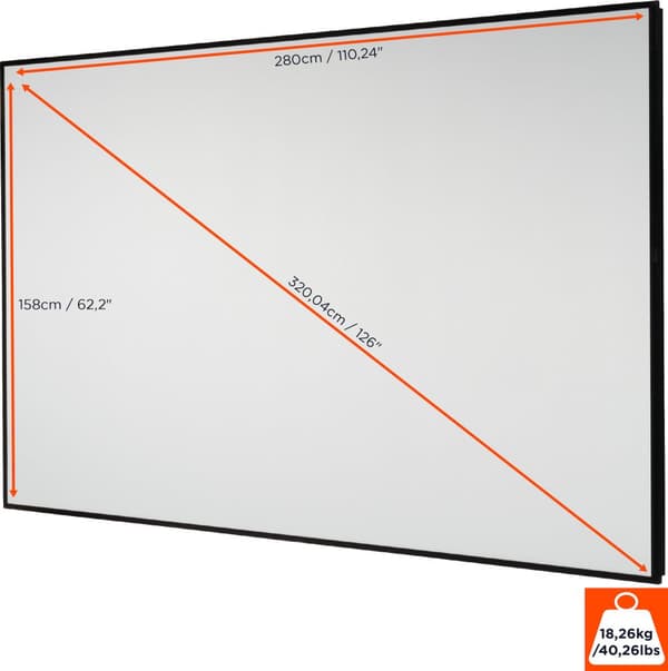 celexon HomeCinema Projektorduk högkontrast Frame 280 x 158 cm, 126" - Dynamic Slate ALR