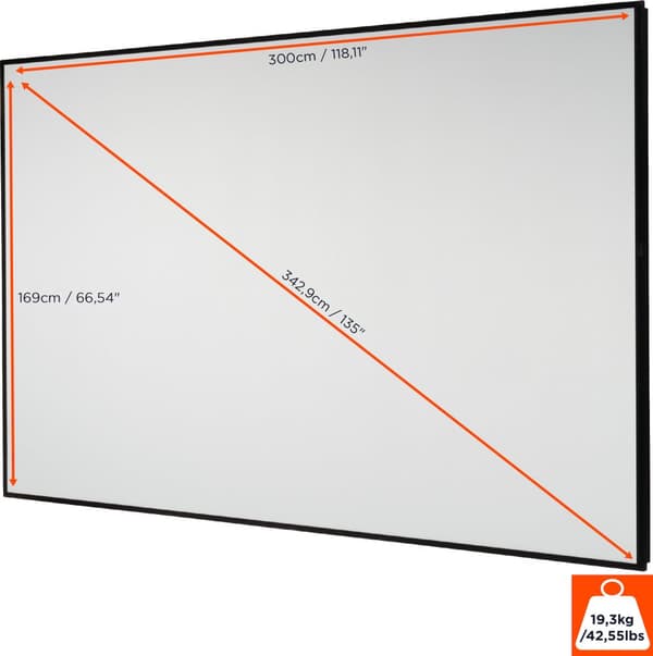 celexon HomeCinema Projektorduk högkontrast Frame 300 x 169 cm, 135" - Dynamic Slate ALR