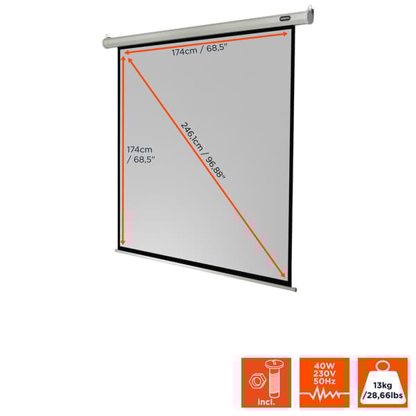 celexon motordriven projektorduk Economy 180 x 180 cm, 97"