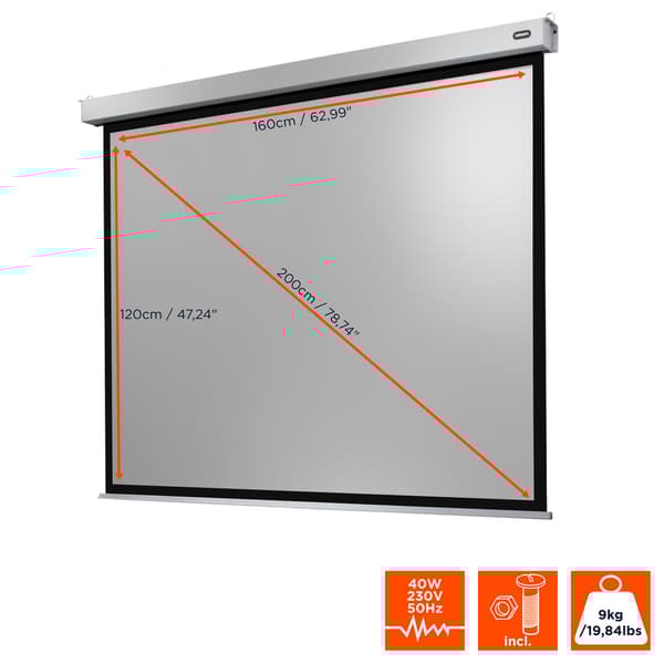 celexon motordriven Professional Plus projektorduk 160 x 120cm