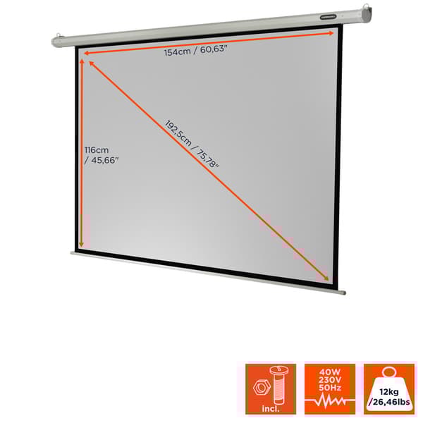 celexon motordriven projektorduk Economy 160 x 120 cm, 76"