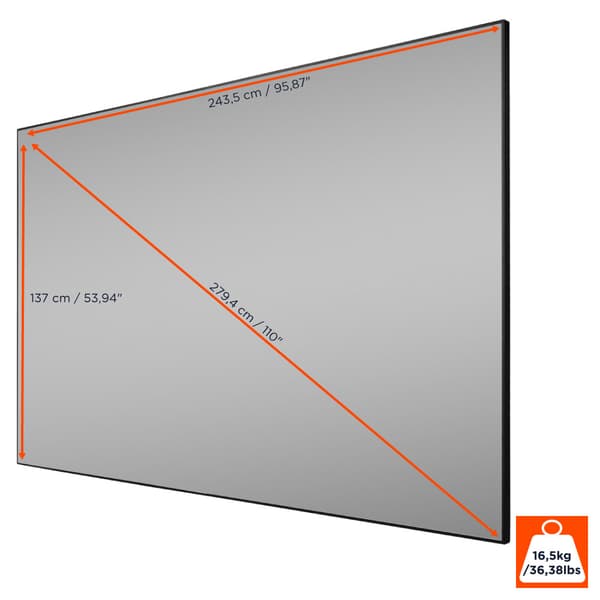 celexon CLR HomeCinema UST ramspänd högkontrastprojektorduk 110", 244 x 137cm