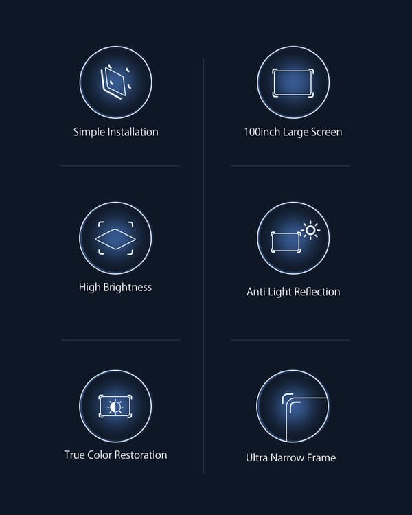 BW-VS3 ALR Sort projektionsskærm 4K UHD Anti-Light Reflection 100-tommer Ultra Narrow Bezel Høj lysstyrke kompatibel til alle UST Laser Projector Beam