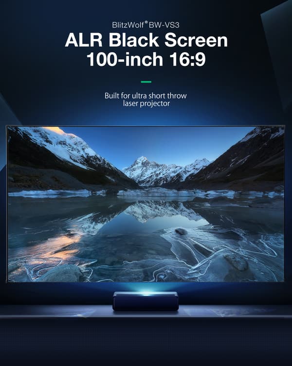 BW-VS3 ALR Sort projektionsskærm 4K UHD Anti-Light Reflection 100-tommer Ultra Narrow Bezel Høj lysstyrke kompatibel til alle UST Laser Projector Beam