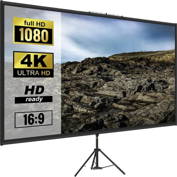 Transportabel Tripod Projektor Skærm, 100 Tommer 4K HD, 160° Bred Betragtningsvinkel