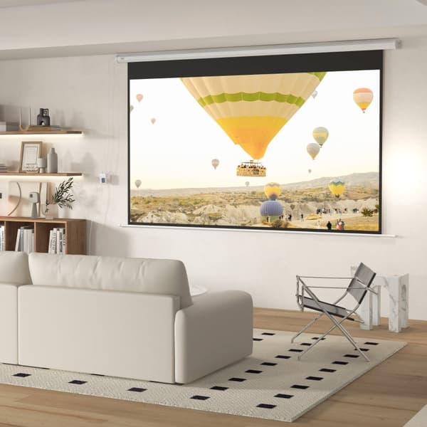 Rootzin moottoroitu projektorin valkokangas 16:9 - Cinema Screen - Sähköinen projektio - Seinä- tai kattoteline - Kaukosäädin - 293,5 cm x 8 cm x 176