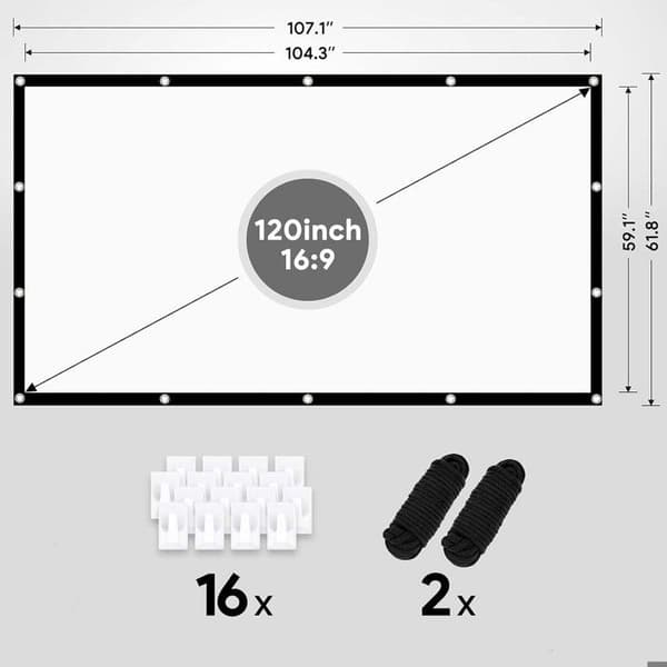 120 tums vikbar portabel projektionsskärm utomhus, 16:9 HD, vikbar projektion för videoprojektorer, fest, filmkväll