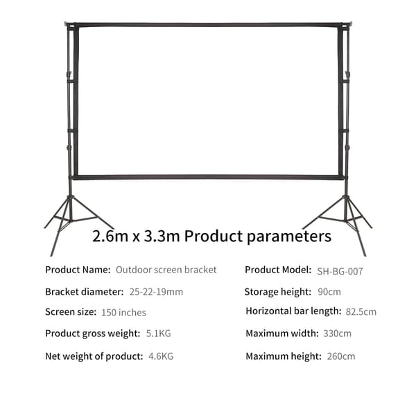 Projektor lærred, 120 tommer størrelse, maksimal bredde 270 cm,2,6x3,3m