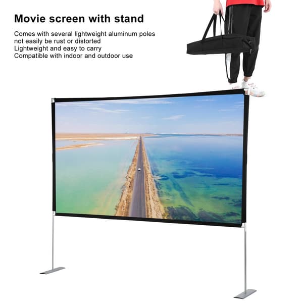 Bærbar Projektor Skærm, 100/120 Tommer, 4K HD Opløsning, Foldbart Design