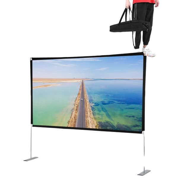 Bærbar Projektionsskærm, 4K HD Opløsning, Foldbart Design, Krølfrit Materiale
