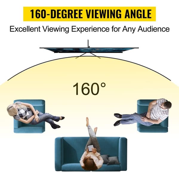 100" portabel stativ projektorduk för inomhus- och utomhusbruk, 16:9 4K HD-projektionsduk, 160° betraktningsvinkel, justerbar höjd
