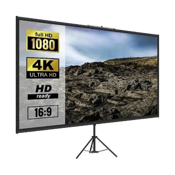 100" portabel stativ projektorduk för inomhus- och utomhusbruk, 16:9 4K HD-projektionsduk, 160° betraktningsvinkel, justerbar höjd