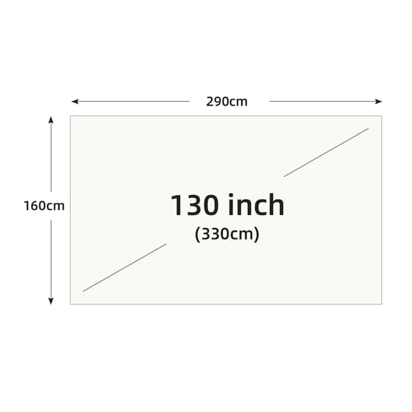 Projektorskærm 130 tommer, 4K-understøttelse, anti-lysreflekterende stof,130 tommer