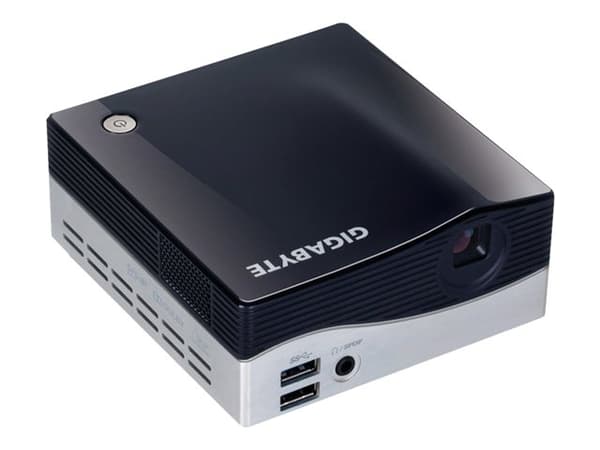 Gigabyte BRIX Projector GB-BXPi3-4010 (rev. 1.0) - Barebone - Ultra Compact PC Kit - 1 x Core i3 4010U / 1.7 GHz - RAM 0 GB - HD Graphics 4400 - GigE Sort, Sølv
