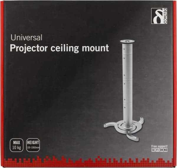 DELTACO takfäste för projektor, 80-980mm höjd, max 10kg (ARM-405L)
