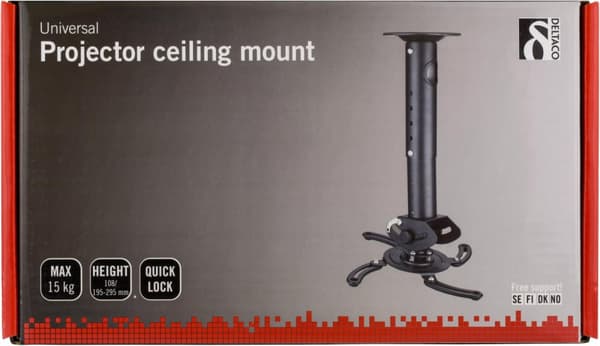 DELTACO takfäste för projektor, 302-402mm höjd, max 15kg (ARM-500L)