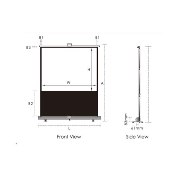 Grandview 80" 16:9 -kannettava pull-up valkokangas
