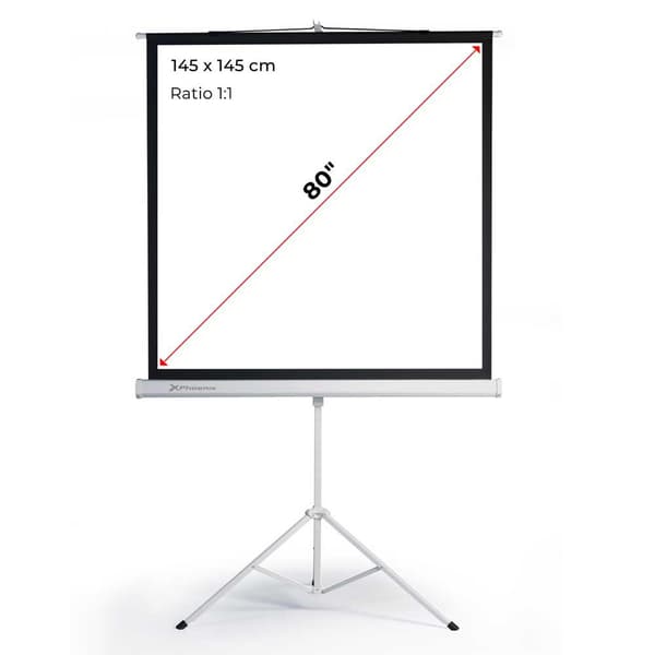 Phoenix Technologies Bærbar Projektionsskærm Med Stativ 80´´ 1.45x1.45 M Gylden