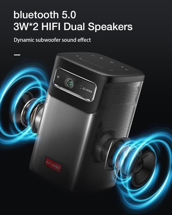 BW-VT2 ProMax DLP Miniprojektor WIFI6 Android TV Bluetooth 5.0 Autofokus Auto Keystone-korrigering Netflix YouTube Inbyggt batteri 3D-hemmabio utomhus