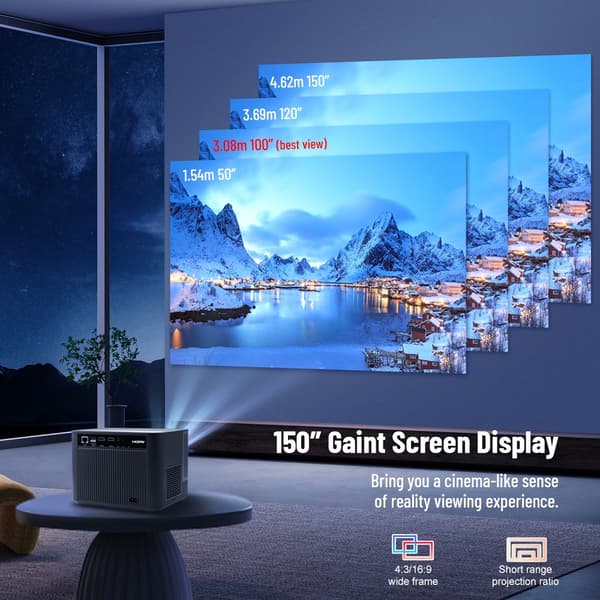 Projektor, Full HD 1080P Upplösning, 5G WiFi Anslutning, Android-versionen