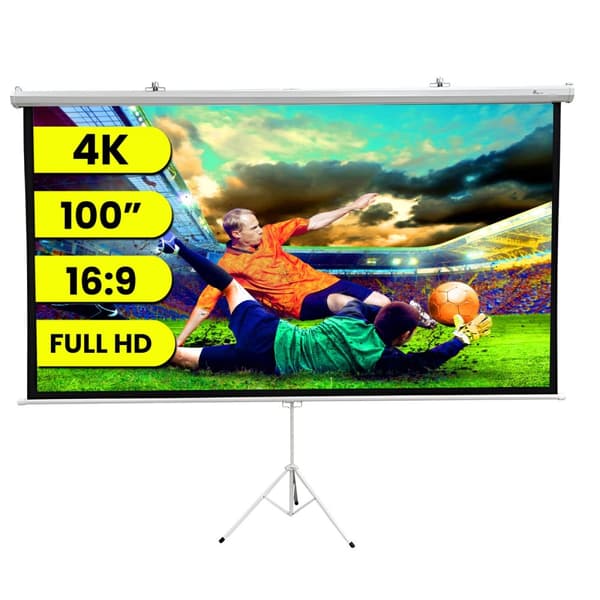 Extralink projektionsskærm 100" | Projektionsskærm | 16:9, 220x125cm, PVC, semi-automatisk rullende Hvid