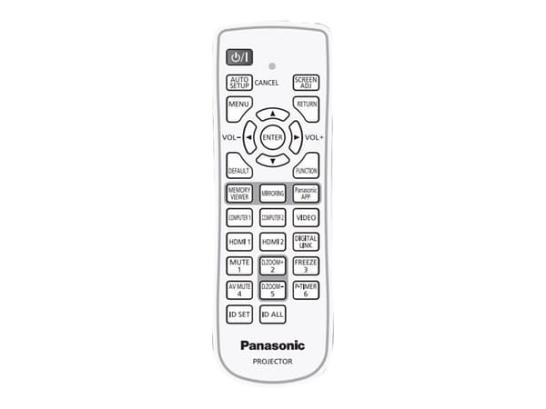 Panasonic N2QAYA000146 - Fjernkontroll for projektor - for PT-VW545N, VW545NU, VX615N, VZ585N, VZ585NU Hvit