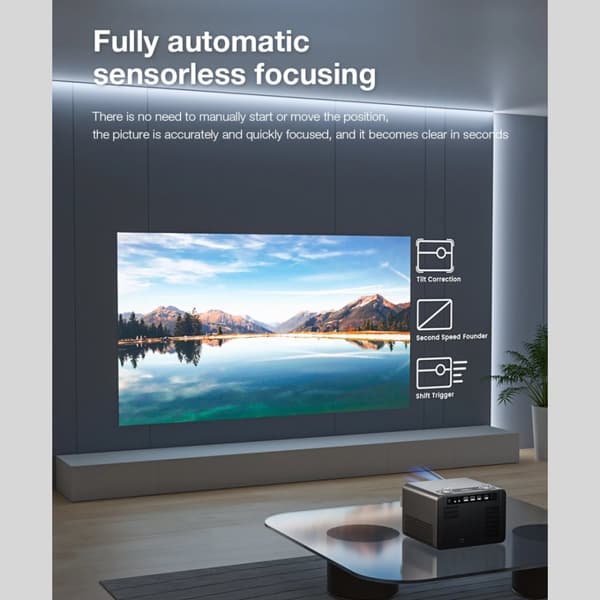 BW-V7 Android 4K-projektor 850 ANSI Lumens Autofokus Auto Keystone-korrigering Native 1080P Android 9.0 OS Bluetooth5.0 Hemmabio utomhusfilm