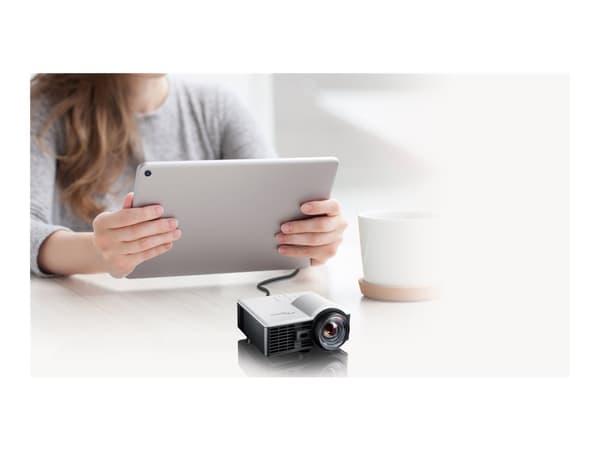 Optoma ML1050STi - DLP-projektor - LED - 3D - 1000 lumen - WXGA (1280 x 800) - 16:10 - 720p - fast objektiv med kort kastavstånd - vit, grå