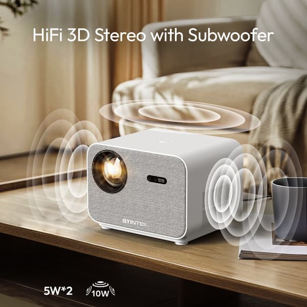 Fuld HD 1080P Projektor, 800 ANSI Lumens, WiFi og Bluetooth Forbindelse, Android System