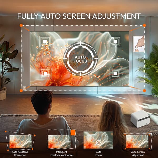 Fuld HD 1080P Projektor, 800 ANSI Lumens, WiFi og Bluetooth Forbindelse, Android System
