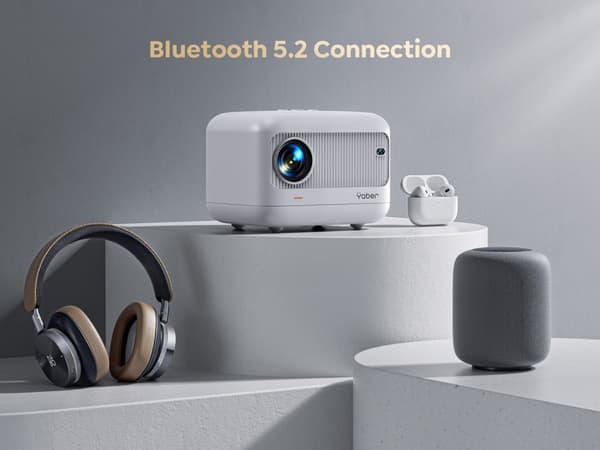Mini projektor, WiFi- og Bluetooth-forbindelse, motoriseret fokus,EU-stik