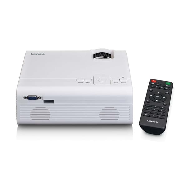 Lenco LCD-projektor med hög upplösning, stödjer Full HD 1080P-innehåll Vit