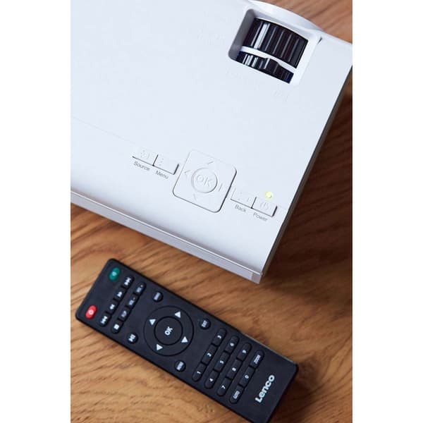 Lenco LCD-projektor med hög upplösning, stödjer Full HD 1080P-innehåll Vit