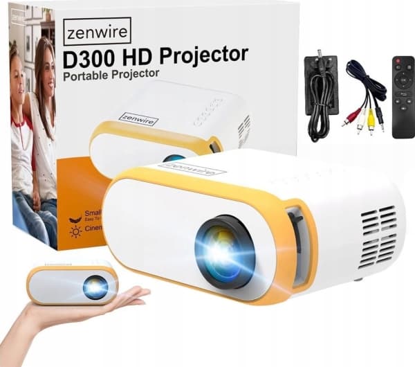 Projektori Zenwire MINI PROJEKTORI LED PRZENOŚNY MAŁY RZUTNIK FULL HD TV HDMI 3000 lm Zenwire d300 Zenwire d300
