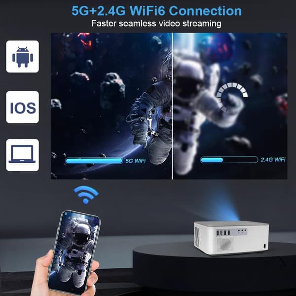 Täysi HD -projektori, 15000 lumenin kirkkaus, 12000:1 kontrastisuhde,Android -versio