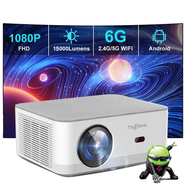 Täysi HD -projektori, 15000 lumenin kirkkaus, 12000:1 kontrastisuhde,Android -versio