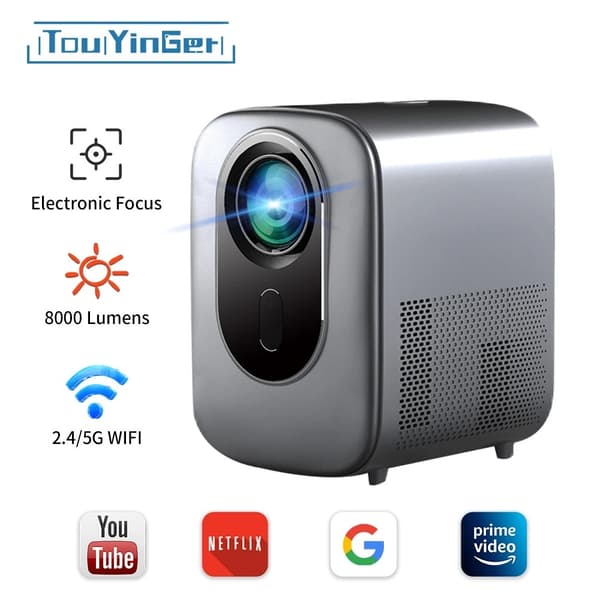Touyinger-projektori, 1080P Full HD, 8000 lumenin kirkkaus, 15000:1 kontrastisuhde