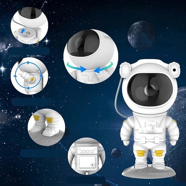 ASTRONAUT PROJEKTOR TIL BØRNEVÆRELSE SPACE STJERNEPROJEKTOR FJERNBETJENING GAVE