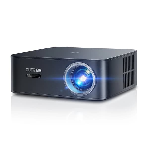 FHD 1080P -projektori, 1000 ANSI lumenin kirkkaus, WiFi 6 ja Bluetooth 5.2 -yhteydet,KUVAN MUKAAN, Eu plug in Finnish is "Eu-plugi".