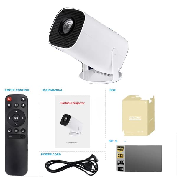 P30 Pro Mini Projektori, Kaksois WiFi6-yhteys, 1280x720 optinen resoluutio,Valkoinen näyttö, EU-plugi