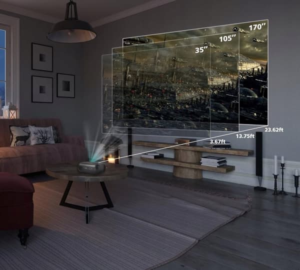 KANNETTAVA PROJEKTORI KAUKOSÄÄTIMELLÄ, JOPA 170 TUUMAA, BLUETOOTH, FullHD