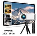 Miniatyrbillede 2 af 2: Hjemmeprojektor, 1080P Full HD, 100-tommer skærm,Projektor Med 100in